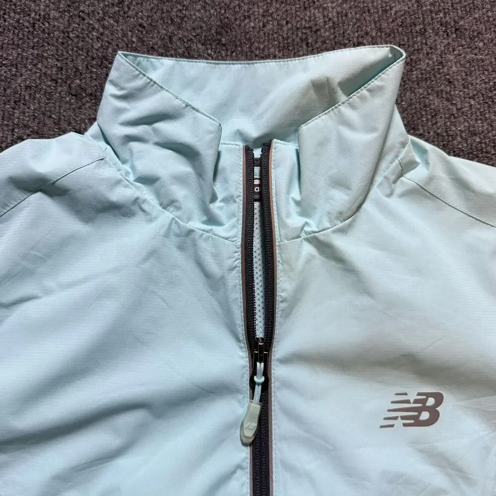 New Balance Jacket Womens Large Blue Colorblock Full Zip Running Windbreaker